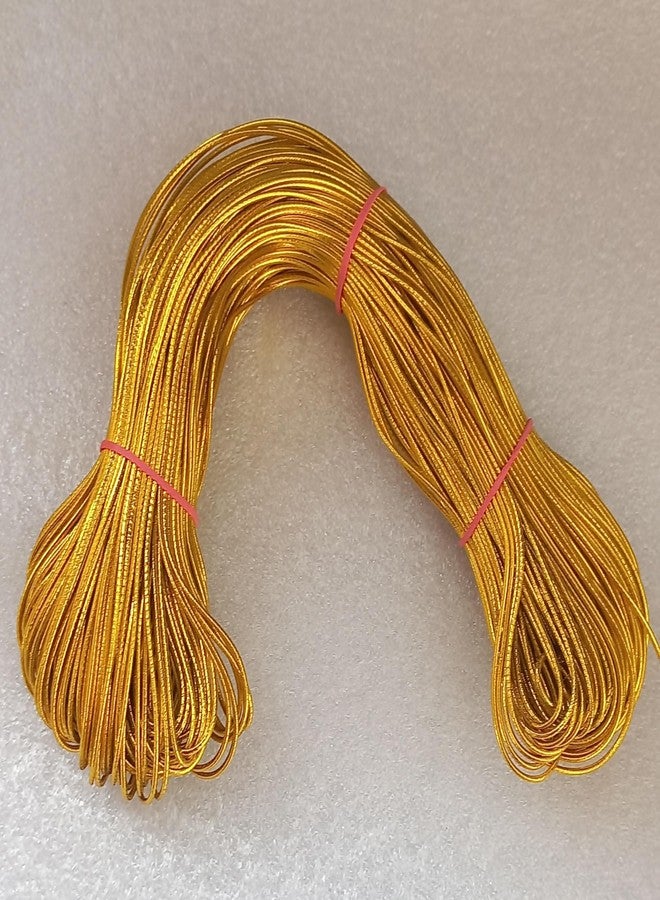 OMX, 1mm Metallic Round Eco-Friendly Stretch Elastic Cord Bands Rope Jewelry Bracelets Strings for Garment, Craft Making Gift Wrapping, 2 Rolls - 1 Roll Contain 65 Mtr, Total 130 Mtr (Shining Gold) - Image 2